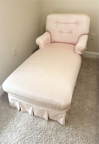 Light Pink Damask Weave Upholstered Chaise Lounge