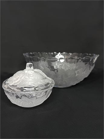Vintage Studio Nova “Winter Rose” Crystal Serving Bowl and Candy Dish