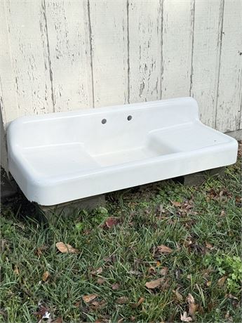 Porcelain Cast Iron Double Washboard Sink