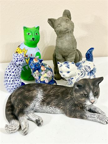 Collection of (6) Decorative Cat Figurines & Sculptures