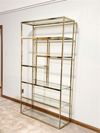 MCM Brass & Glass 7 Tiered Etagere Shelf