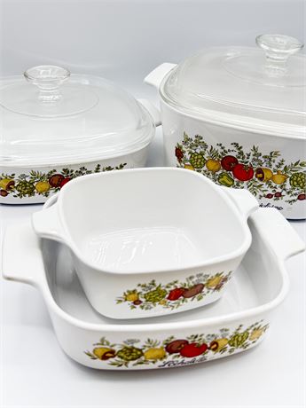 CORNING WARE ~ Spice Of Life ~ Set Of (4) Casserole Dishes