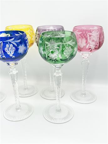 (6) Bohemian Style Wine Glasses