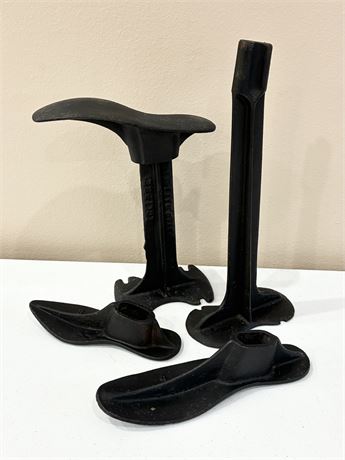 Vintage Cobbler's Cast Iron Shoe Repair Stand & Last Set