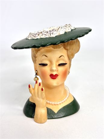 1958 Napco Green Lady Head Vase Model C3343C