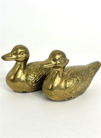 Set of 2 Little Brass Ducks