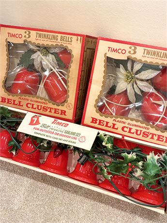 TIMCO ~ 7-Bell Garland Set & 2 Sets of 3-Bell Cluster Decorations