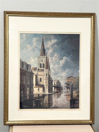 JAMES HUSSEY 1976 ~ Framed Print Of St. Louis Cathedral