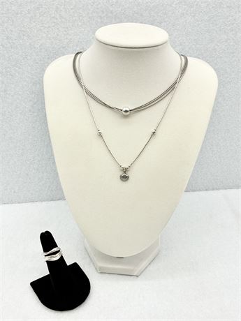 925 / SILPADA ~ Pair (2) Necklaces and Ring Set