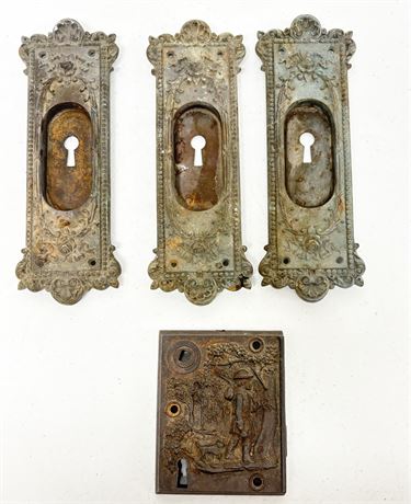 Set of 4 Vintage Lock Plates