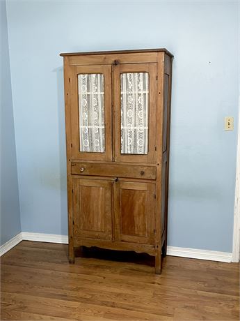 Vtg. Rustic Style Solid Wood Pie Safe Cabinet