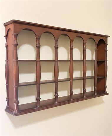 Vtg Solid Wood Traditional Wall Curio Display Shelf