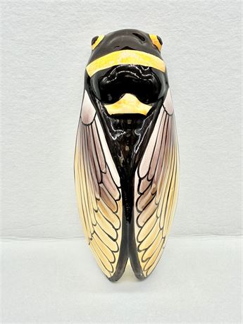 Hand-Painted 13-Inch Ceramic Cicada Wall Pocket / Sconce