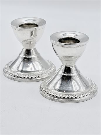 STERLING SILVER ~ CREST MNFG. CO. ~ Pair (2) Candlestick Holders