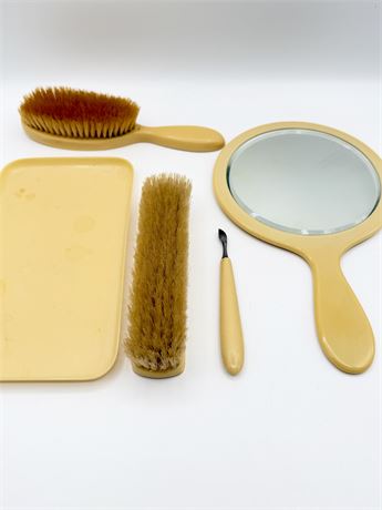 Vtg. 5-Piece Celluloid Bakelite Vanity Set