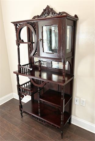 Vintage Victorian-Style Mahogany Mirrored Étagère.