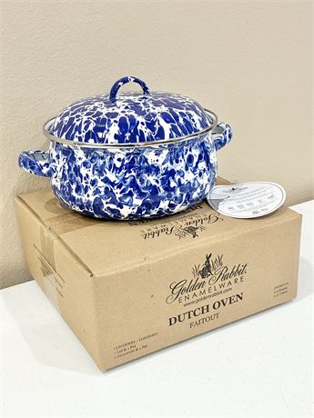 GOLDEN RABBIT ~  Cobalt Swirl Enamelware Dutch Oven NIB