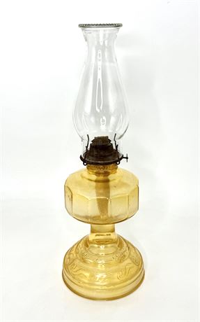 Vintage Yellow Glass Hurricane Lamp