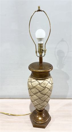 Vtg ~ Pineapple Table Lamp ~ Hollywood Regency-Style Faux Bronze