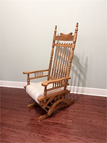 Vtg. Solid Wood Platform Rocking Chair