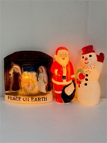 12” Mini Lighted Holiday Decorations ~ Set Of 3
