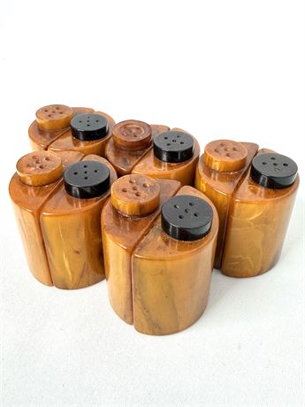 Lot of 5 Pairs of Vintage Bakelite Half Moon Salt and Pepper Shakers