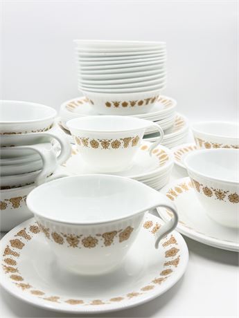 CORNING CORELLE ~ Butterfly Gold ~ 57 Assorted Dinnerware Pieces