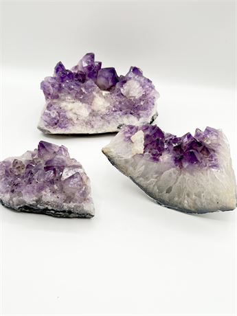 Amethyst Geode Clusters ~ Set Of (3)
