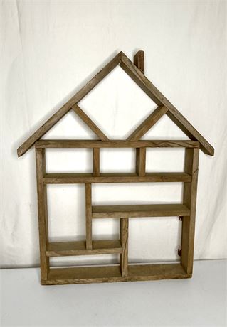 Handcrafted Rustic House-Shaped Wooden Wall Curio Shadow Box