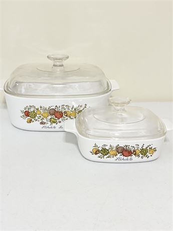 CORNING WARE ~ Spice of Life ~ Set of (2) Vtg Casserole Dishes & Lids