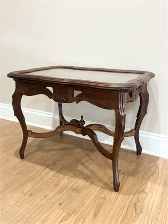 Vtg French Provincial Style Carved Solid Wood Tray Table