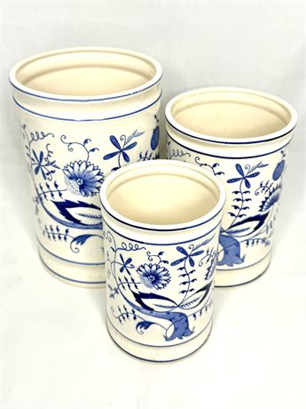 Set of 3 Blue Meadow by Gailstyn Jars
