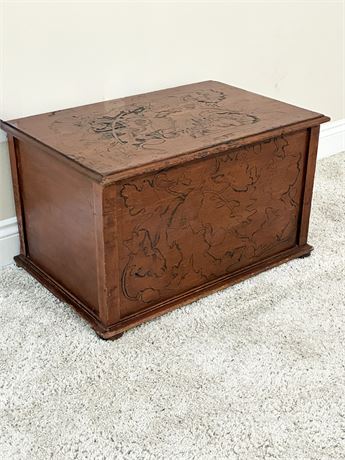 Vintage Floral Carved Solid Wood Storage Chest