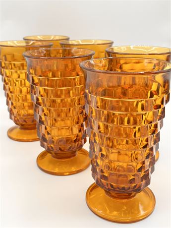 COLONY ~ Whitehall Amber ~ Flare Rim Iced Tea Glasses Set Of (6)
