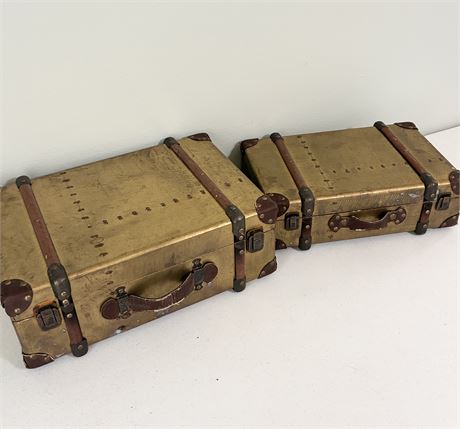 Vintage Brass & Wood Suitcases
