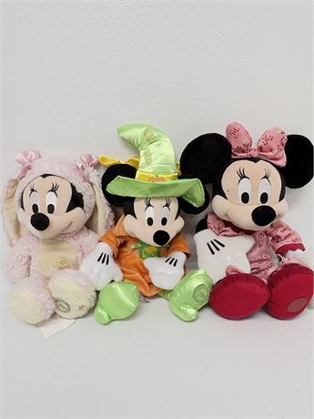 3 Assorted Vtg Disney Minnie Mouse Plushies