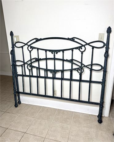 Queen Size Metal Head and Footboard with Antique Green Finish