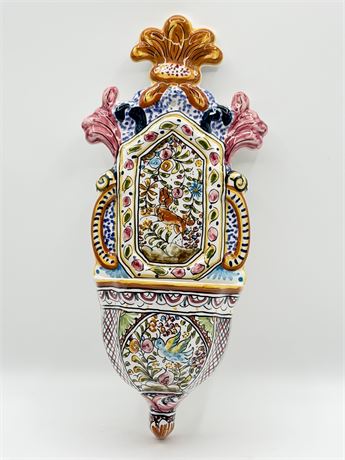 Hand Painted Porcelain Holy Water Font