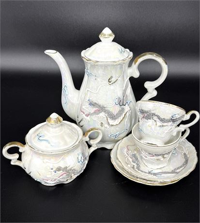 Vintage Japanese Moriage Dragonware Tea Set