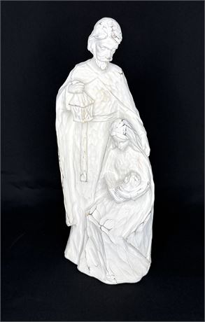 Holy Family White Washed Resin Figurine From Niche Modern Home