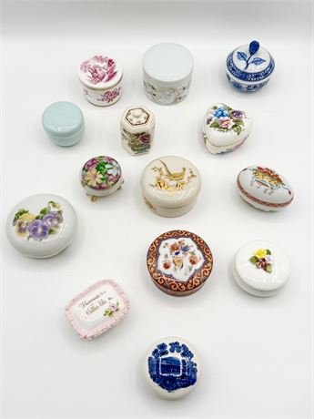 Assorted (14) Porcelain Trinket Boxes