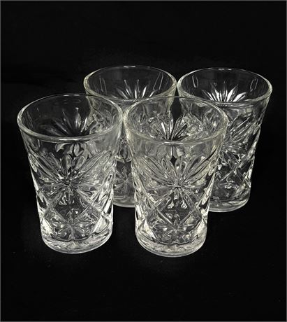 Set of 4 Vtg Anchor Hocking Prescut Clear Orange Juice Glasses