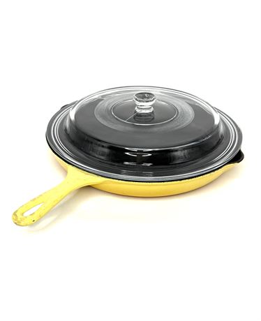 Le Creuset 12” Yellow Enameled Cast Iron Skillet #30 with 2 Pour Spouts
