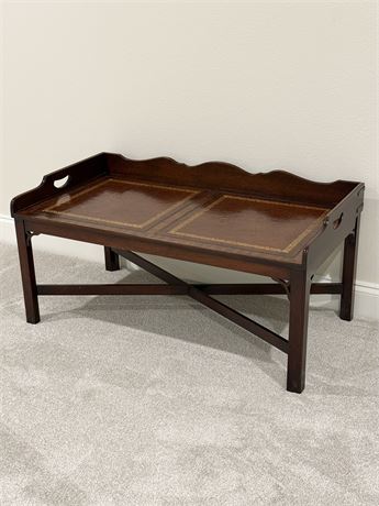 HERITAGE ~ Mahogany Butler's Tray Leather Top Coffee Table