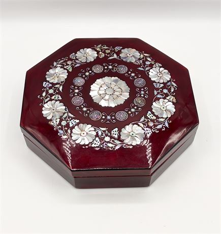 Vintage Asian Mother of Pearl Inlaid Lacquered Box