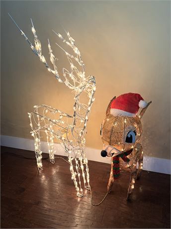 Set of 2 Light Up Reindeer Lawn Ornaments