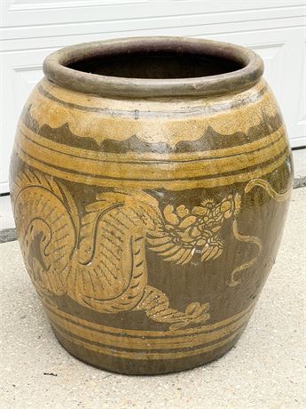 28” XL Dragon / Sun Glazed Pottery Planter