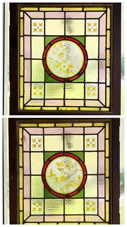 Pair(2) of Stained Glass Window Panels