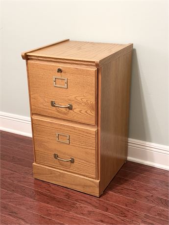 Oak 2-Drawer Locking File Cabinet