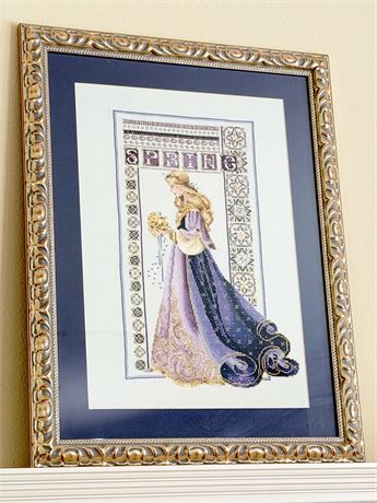 Celtic Spring ~ Framed Cross Stitch & Beaded Artwork